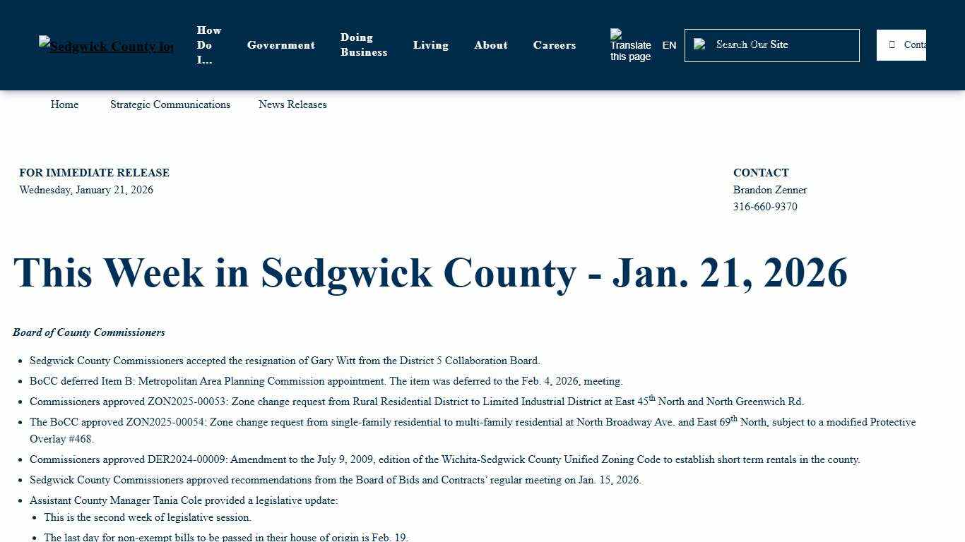 This Week in Sedgwick County - Jan. 21, 2026 Sedgwick County, Kansas